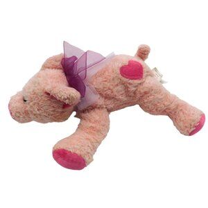 Walmart Pink Pig Plush 8" Valentine's Day Vintage Lovey Heart Purple Ribbon